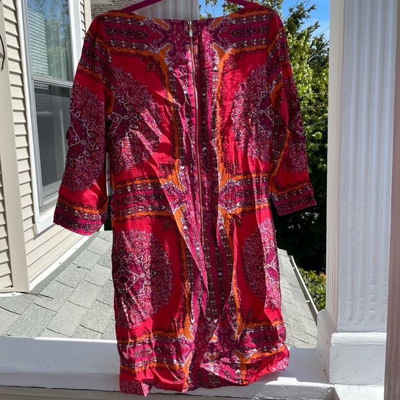 Laundry by Shelli Segal Scarf Print Dress in Power Pink Multi Size 12 (NWT) - Picture 6 of 11